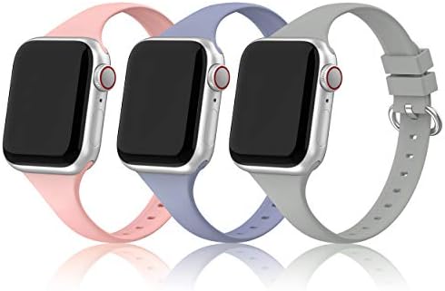 להקת סיליקון סיליקון תואמת ל- Apple Watch 41 ממ 38 ממ 40 ממ, 3 להקות רכות רכות רצועות תואמות עבור