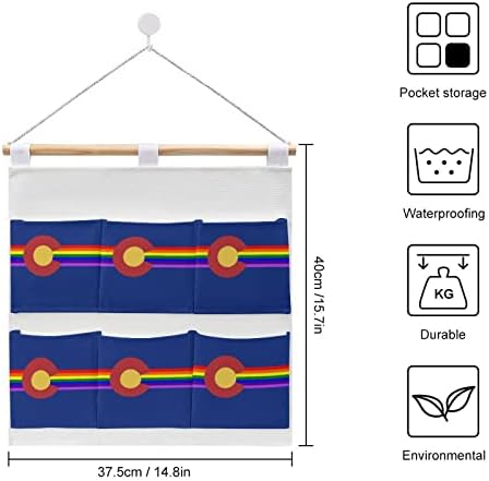 קולורדו להטב דגל קיר ארון תליית אחסון תיק 6 כיסים פשתן כותנה מעל את דלת ארגונית שקיות עבור שינה אמבטיה