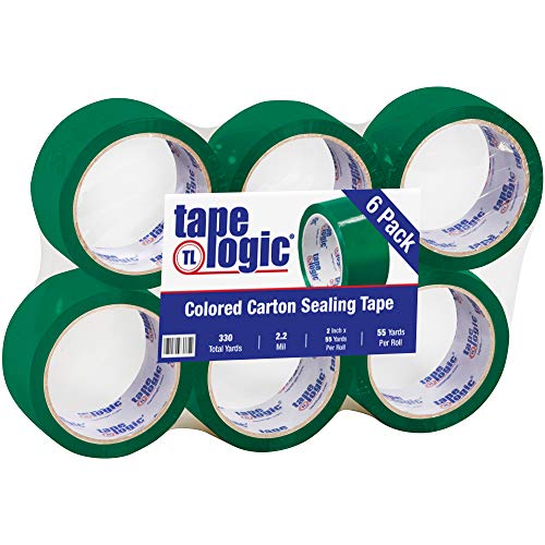 Tape Logic® קלטת איטום קרטון, 2.2 מיל, 2 x 55 yds, ירוק, 6/מקרה