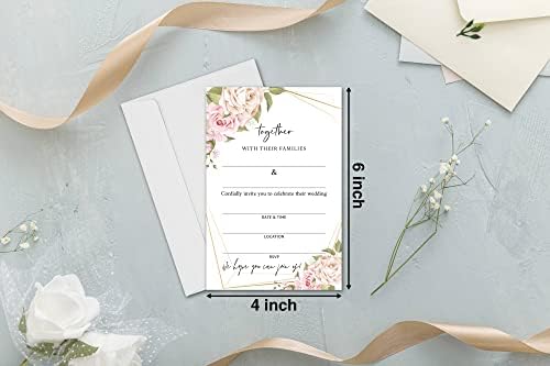 כרטיסי הזמנה לחתונה פרחונית - הזמינו קלטות קלטות למסיבות חתונה - 25 קלפים ו -25 מעטפות