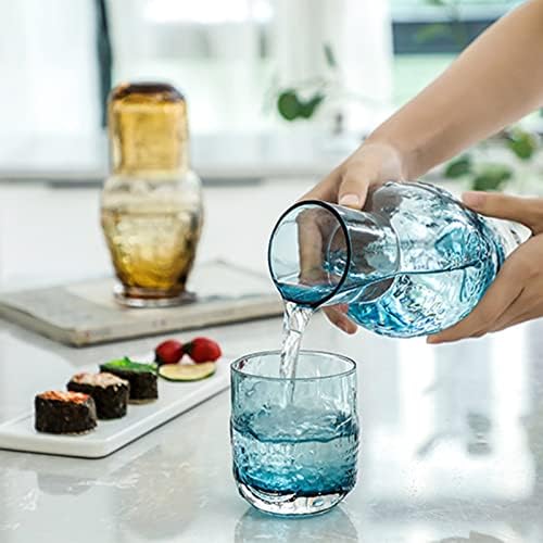 סט קרבה זכוכית וינטג 'של Manmaohe, קפה מים עם מיטה כחולה עם סט זכוכית, קנקן מי זכוכית רטרו עם כוס