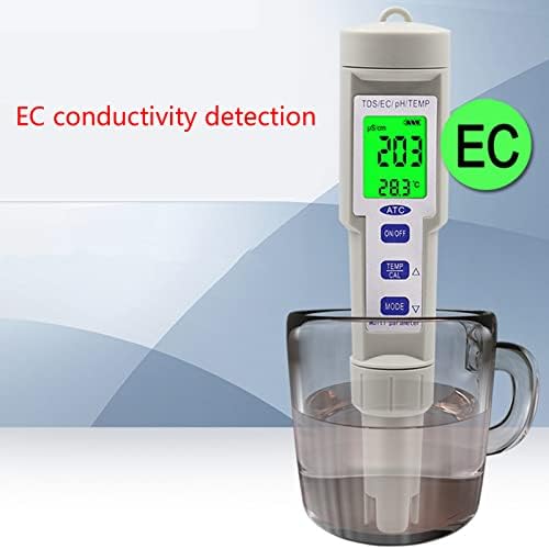 מד pH דיגיטלי 4-in-1 עם PH/TDS/EC/TEMP פונקציה בודק איכות מים עבור הידרופוניקה שתייה ביתית אקווריום