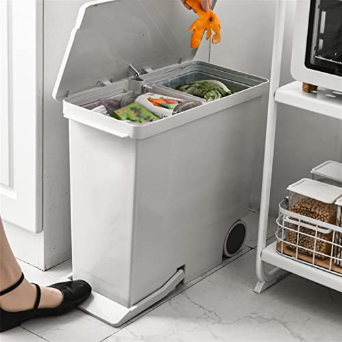 אשפה פחיות אשפה יכול צר רטוב ויבש סיווג פסולת סל עם גלגלים רגל-מופעל אשפה יכול ביתי אשפה יכול עם מכסה