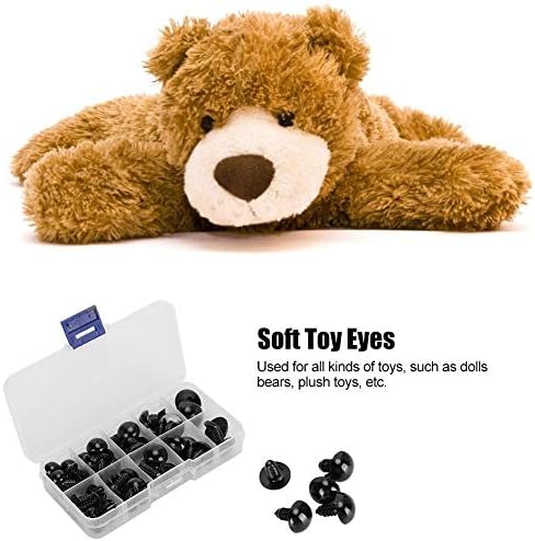 עיניים בטיחותיות בובות 52 יחידות, עיני דוב פלסטיק שחור עיניים DIY מפוארות בעבודת יד מייצרות