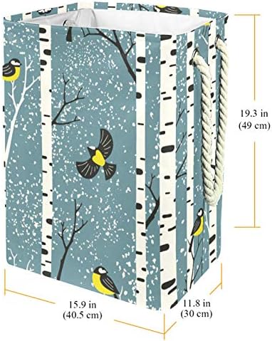 כביסת מושלג ליבנה עצי סניפים ציפורים מתקפל פשתן כביסה אחסון סל עם ידיות להסרה סוגריים גם מחזיק