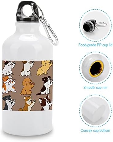 כפות כלבי מחמד מודפסות בקבוק מים ספורט אלומיניום עם מכסה וקרבינר לטיול קמפינג אופניים