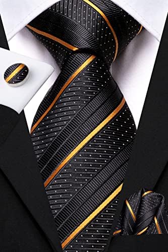 היי - עניבת גברים משובץ עניבות קלאסי עניבה עם מטפחת חפתים סט