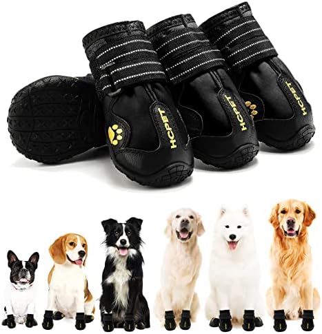 נעלי כלב HCPET, מגפי כלבים לכלבים גדולים, מגני כלבים אטומים למים מגן על מדרכה חמה בקיץ, יום מושלג