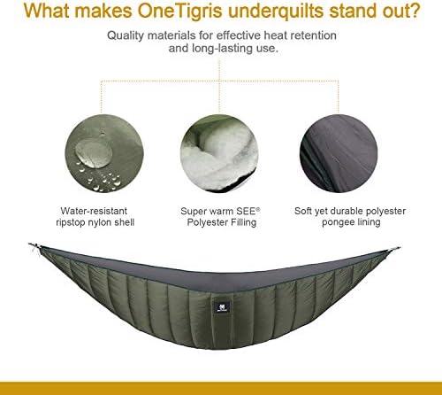 מגן לילה OneTiGris אולטרה -אולטרה -ערסל, שמיכת קמפינג באורך מלא עבור ערסלים חמים 3 - 4 עונות, שוקלת