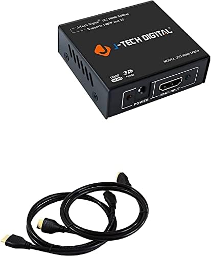 J-Tech Digital JTD-Mini-1X2SP 2 יציאה 1x2 HDMI Super Mini Splitter למלא HD 1080p מלא עם חבילת יכולת