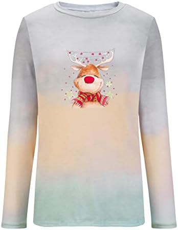חולצת צבע אופנתית אופנתית חולצת צבע לנשים שרוול ארוך חג המולד צווארון סווטשירט רופף
