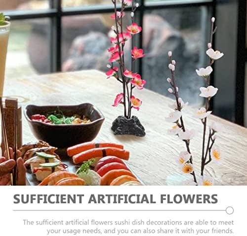 יארדווה 4 יחידות פרח מלאכותי סושי צלחת קישוטים פרחים חיים סושי יפני סשימי הגשה קישוטי צלחת צמח פרחים למסעדה