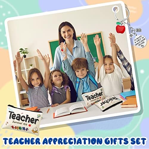 4 חתיכות מורה הערכה מתנות סט מורה הישרדות ערכת איפור פאוץ קוסמטי עיפרון תיק 20 עוז נירוסטה מורה
