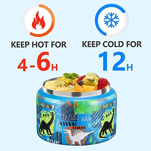 צנצנת מזון תרמוס 8 אונקיות למזון חם וקר לילדים, מיכלי ארוחת צהריים מבודדים צנצנת מזון חם, ואקום חסין דליפות