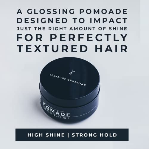 טיפוח של Selvedge Selooming Hair Pomade לגברים, אחיזה חזקה, ברק גבוה, מיוצר באיטליה, 3.38 fl oz