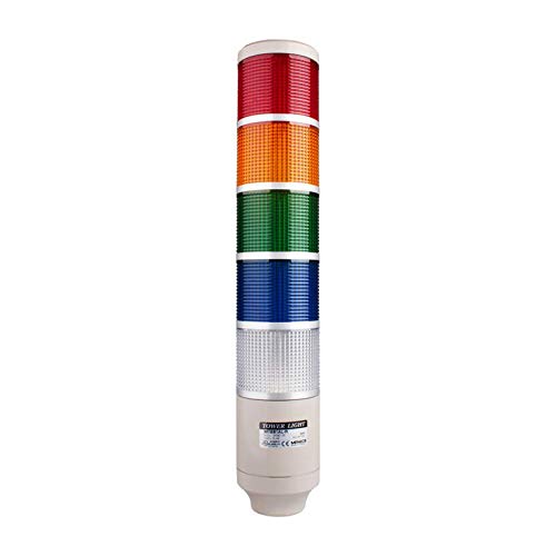MT8B5BL-RYGBC, אור מגדל ערימה, 85 ממ אדום/צהוב/ירוק/כחול/צבע צלול 5 ערימה, יציבה, גוף עגול עגול, 25 אינץ