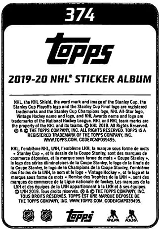 אלבום Topps 2019-20 NHL מדבקות הוקי 374 JAKUB VORACEK פילדלפיה פליירים רשמית 1.5 אינץ 'רוחב X 2.5 אינץ'