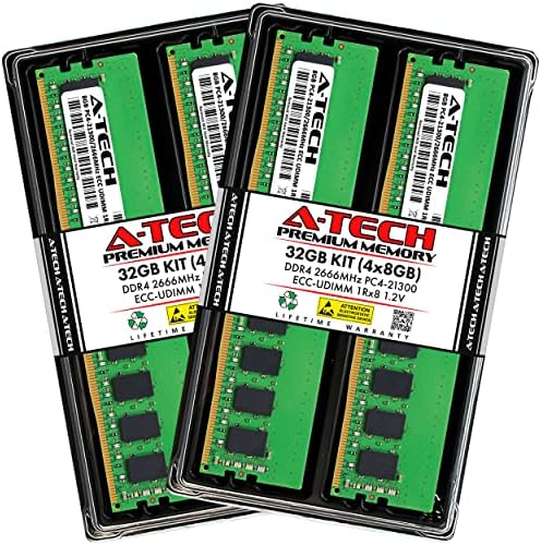 A-Tech 32GB ערכת זיכרון זיכרון זיכרון עבור supermicrox11ssh-tf-DDR4 2666MHz PC4-21300 ECC UDIMM 1RX8 1.2V-שרת