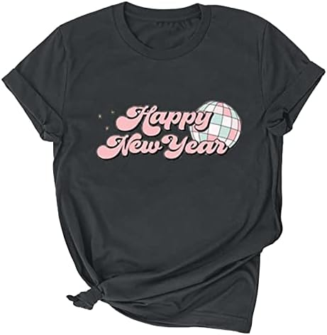 נשים חולצות חמוד בנות שנה טובה הדפסת טיז חולצות רך קומפי קצר שרוולים חולצות צוות צוואר סוודר