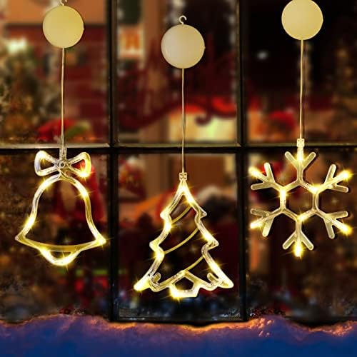 קישוטי חג המולד של Famkcy, חלון מקורה אורות תלויים בחג המולד - אורות מיתרים לקישוט חלונות, מתאימים