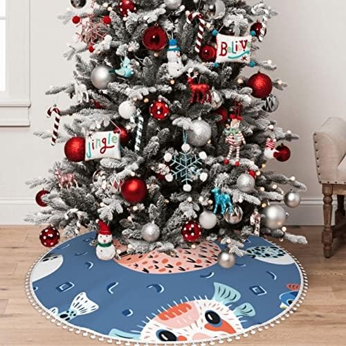 חצאית עץ חג המולד עם קיצוץ קיצוץ של דפוס דפוס דפוס חג המולד קישוטי בית חג המולד 36