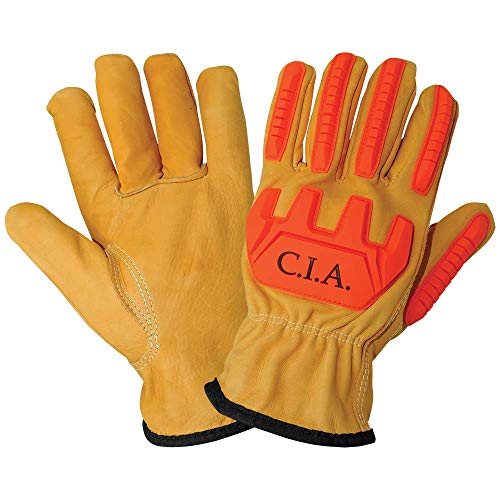 כפפות גלובליות CIA3200, חתך עור פרימיום, השפעה, כפפות עמידות בפני שחיקה - 2x -large - 12 זוגות כפפות