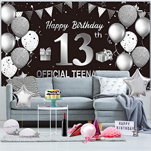 באנר רקע יום הולדת 13 שמח בד גדול במיוחד כסף שלט יום הולדת 13 פוסטר רקע צילום רקע ליום הולדת 13 אספקת