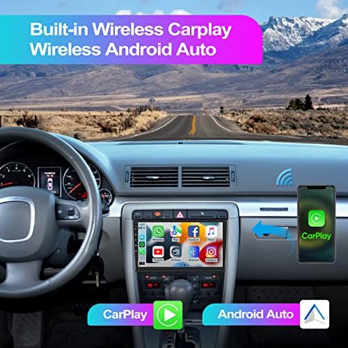 Apple Carplay אלחוטית Android Auto Android 11 מקלט סטריאו לרכב תואם ל- Audi A4 S4 RS4, 9 רדיו מסך מגע עם מצלמת