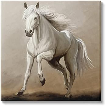 סטופל תעשיות דוהר סוס לבן סוס בד קיר אמנות, עיצוב על ידי זיווי לי
