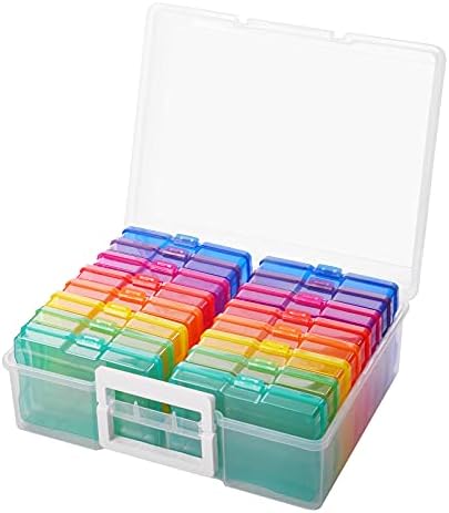 אחסון קופסאות צילום פלסטיק של זובו 16 מקרים עם מחלקים נשלפים לארגון צילומים, חותמות, כלי כתיבה,