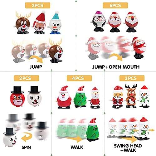 ZGWJ 18 יחידות חג מולד מקומות לחג המולד, שעון הליכה חינוכי קופץ צעצועים מצחיקים למסיבות מסיבת מסיבות מעדיפים גרביים