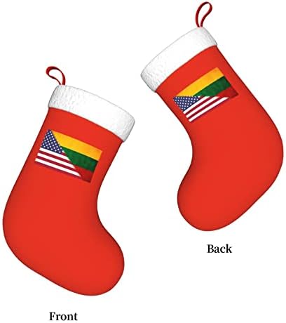 דגל אמריקאי TZT ודגל ליטאי ישן גרבי חג המולד, מתנות למסיבת חג חג המולד לקישוטי חג משפחתיים 18 אינץ '