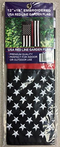 12x18 אמריקאי ארהב קו אדום כבאי חי חיי חומר דגל גן רקום ארהב