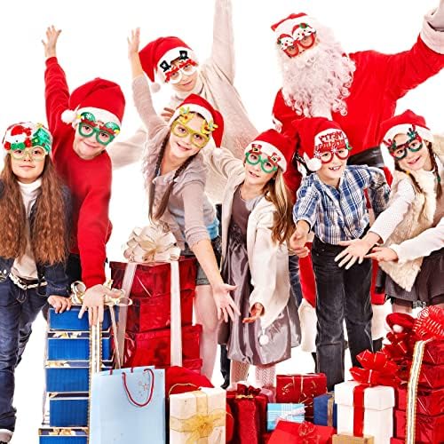 ג'רפי 48 יח 'משקפי חג המולד משקפי נצנצים מסגרות תלבושות קישוט לחג המולד משקפי משקפיים סנטה