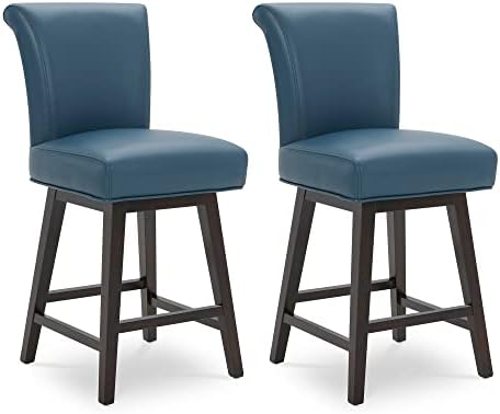 צ 'יטה מודרני 26 דלפק גובה מסתובב כיסא בר, מרופד פו עור מסתובב שרפרף, כחול כהה