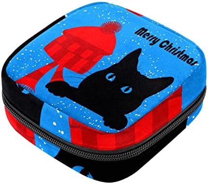 מפית סניטרית אחסון תיק, תקופת תיק, כרית סניטרית פאוץ, קטן איפור תיק, חתול החג שמח