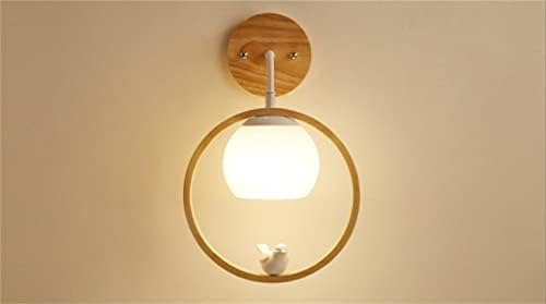 מנורת קיר יומן עץ זכוכית ציפור פמוטצד המיטה תאורה יפני חדר שינה מחקר מתקן נורדי דקור