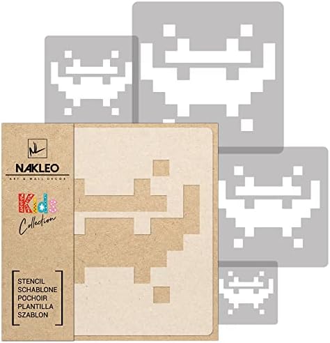 NAKLEO 5 PCS שבלונות פלסטיק לשימוש חוזר - פולשים חלל משחק 2 - 13.4 עד 3.5 - דפוס ילדים ציור תבנית תבנית