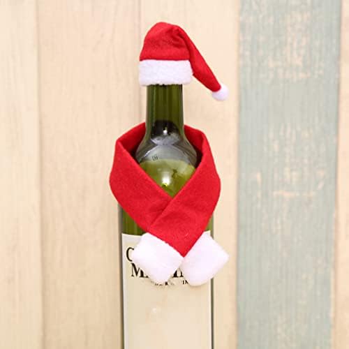 30 סטי חג המולד מיני סנטה כובע וצעיף סט חג המולד כובע צעיף יין טופר מכסה סוכרייה על מקל כורכת