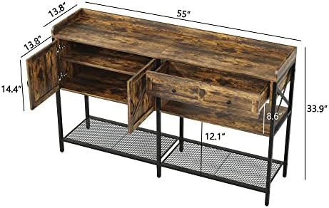 ריהוט תעשייתי קונסולת שולחן לכניסה, עץ ספה שולחן,ספה שולחן עם אחסון מגירות וארון, קונסולת שולחן