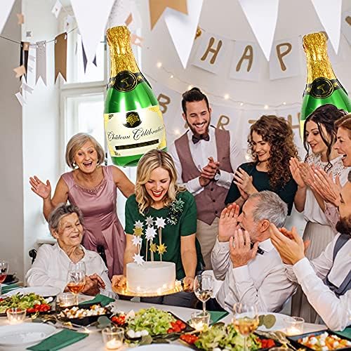 4 יחידות אלומיניום רדיד ירוק שמפניה בלון בקבוק מיילר סרט בלון עבור יום הולדת אירוסין מסיבת רווקות כלה