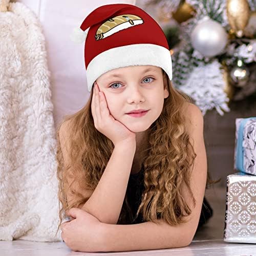 חמוד דגי סושי קטיפה חג המולד כובע שובב ונחמד סנטה כובעי עם קטיפה ברים ונוחות אוניית חג המולד קישוט