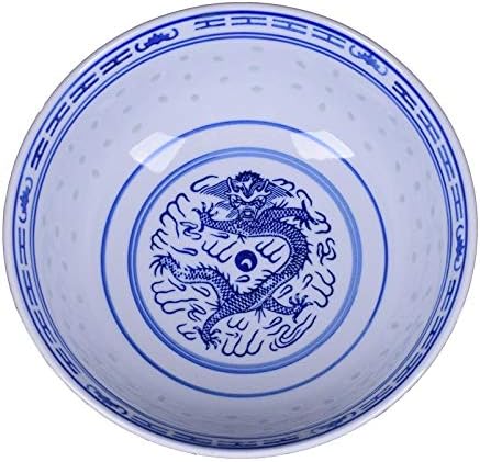 Gppzm 1 pcs בסגנון סיני קערת קרמיקה קערת שולחן כחול -לבן חרסינה קערות אורז קערות מטבח כלי אוכל