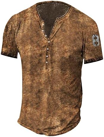 Wenkomg1 Mens כותנה תערובת מרקם גולגולת גותית הדפסת חולצת הנלי, שרוול קצר בקיץ במצוקה מראה רטרו חולצת טריקו