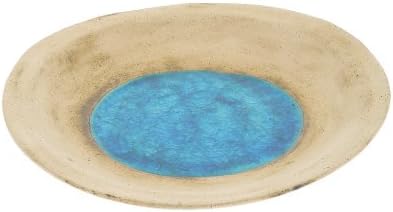 פלטת קרמיקה בעבודת יד וזכוכית כחולה, סגנון מזדמן, קוטר 36 סמ