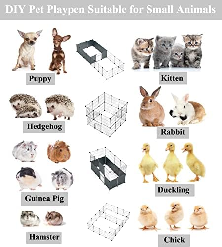 Langxun Diy Playpen של בעלי חיים קטנים, משחק מחמד עם דלת, כלוב ארנב, כלובי חזיר ניסיונות, משחק גורים,