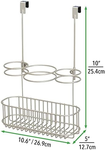 MDesign Steel מעל לטיפול בשיער דלת ארון, סל סטיילינג חם מארגן סל אחסון למייבש שיער, מגהצים שטוחים,