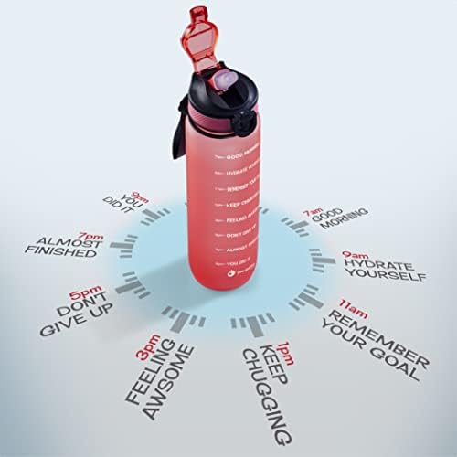 יש לך את בקבוק המים המניע החי הזה עם סמן זמן, בקבוק מים בגודל 32 אונקיות, בקבוק מים ספורט עם זרבובית,