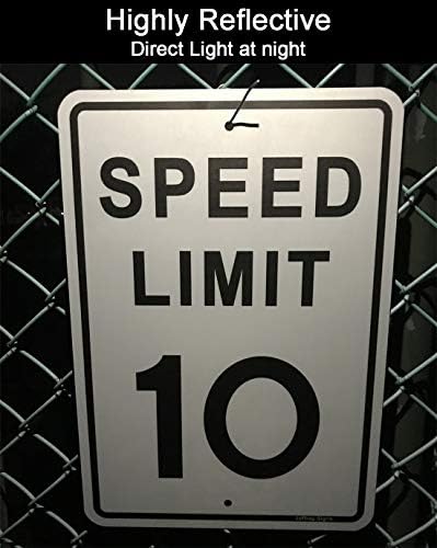 הגבלת מהירות Joffreg שלט 10 קמש, 17 אינץ ', אלומיניום רפלקטיבי, 4 חבילה