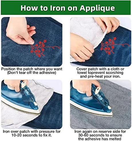 4 חתיכות ארוך תיקון שזיף פריחת ברזל על תיקון רקמה פרחוני אפליקצית בגד וילון כרית שמיכת זמירה נעלי ג ' ינס